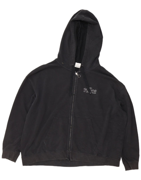 Nike Womens Dri Fit Oversized Zip Hoodie Sweater UK 18 XL Black Cotton