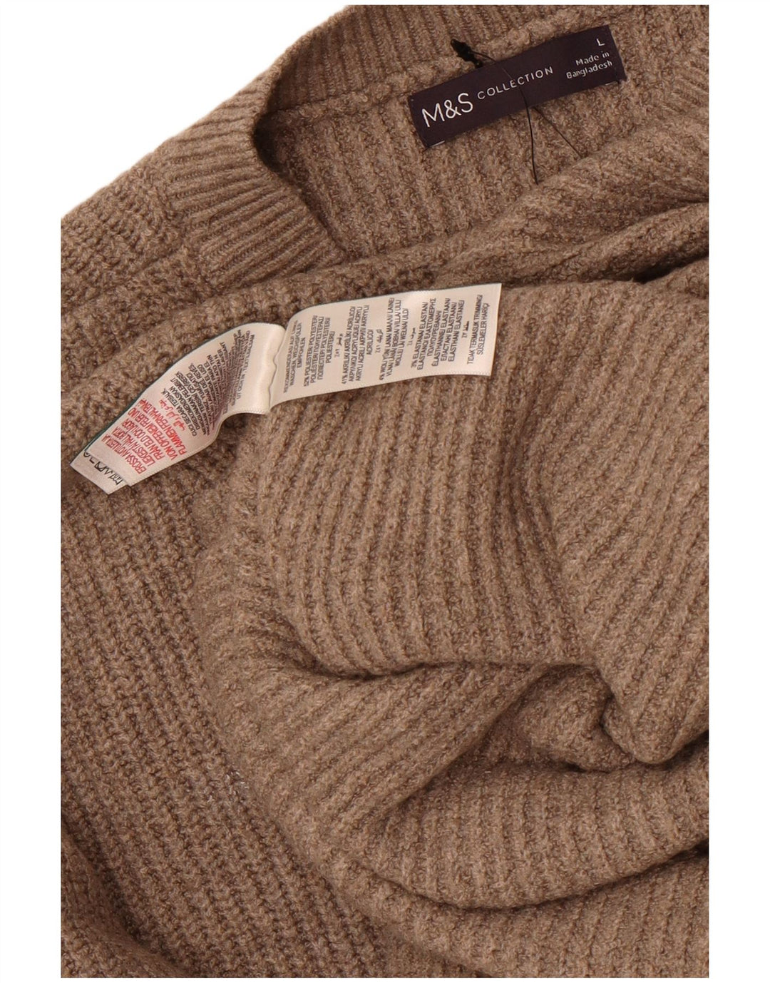 Marks & Spencer Womens Long Sleeve Oversized Jumper Dress UK 10 Small Brown