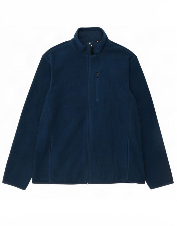 Marks & Spencer Mens Fleece Jacket UK 40 Large Navy Blue Polyester