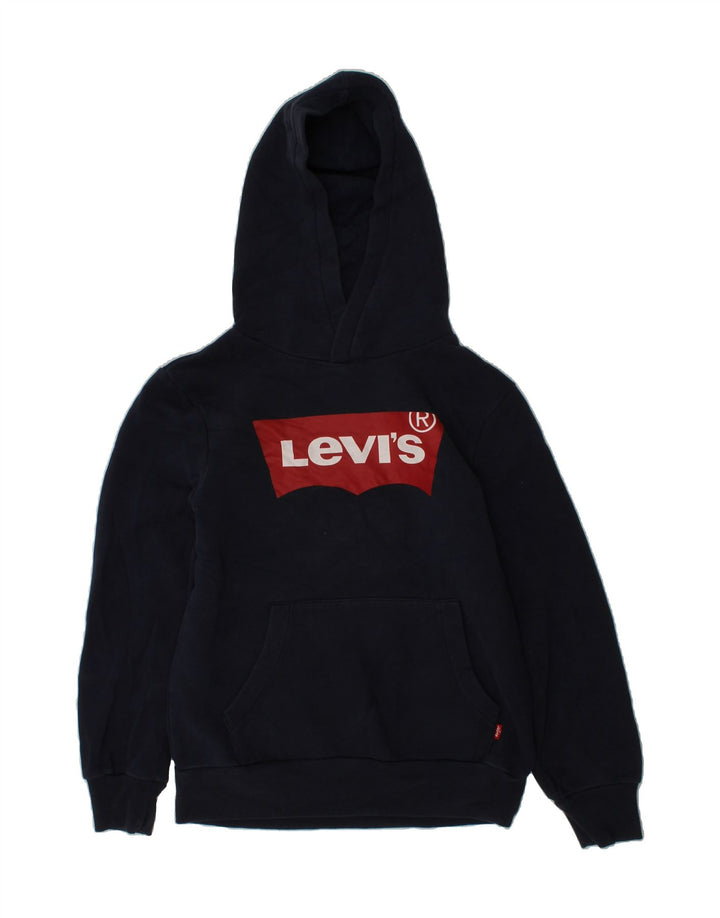 LEVI'S Boys Graphic Hoodie Jumper 9-10 Years Navy Blue Cotton Vintage Levi's and Second-Hand Levi's from Messina Hembry 