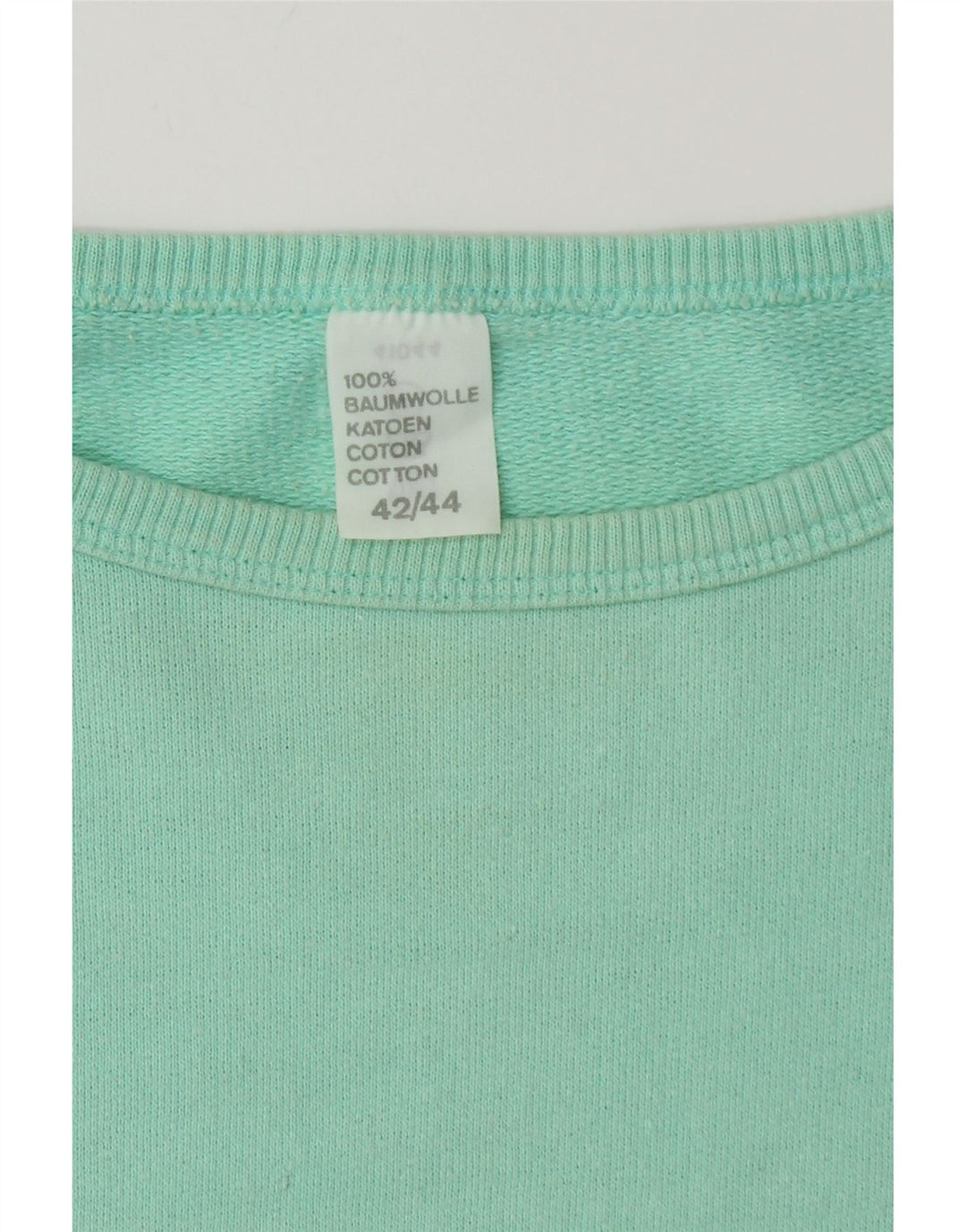 VINTAGE Womens Sweatshirt Jumper IT 42/44 Medium Turquoise Cotton