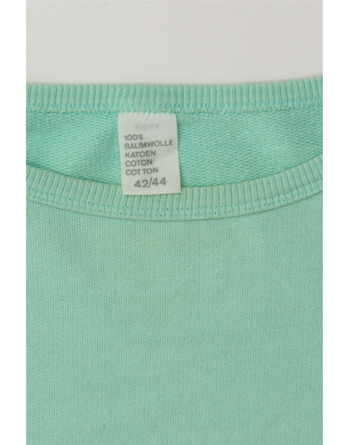VINTAGE Womens Sweatshirt Jumper IT 42/44 Medium Turquoise Cotton