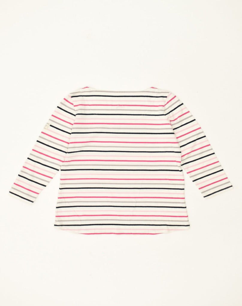 JOULES Womens Top Long Sleeve UK 10 Small  Off White Striped Cotton | Vintage Joules | Thrift | Second-Hand Joules | Used Clothing | Messina Hembry 