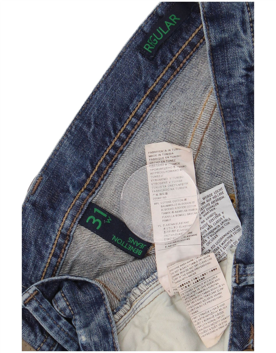 Benetton Womens Regular Straight Jeans W31 L28 Blue Cotton