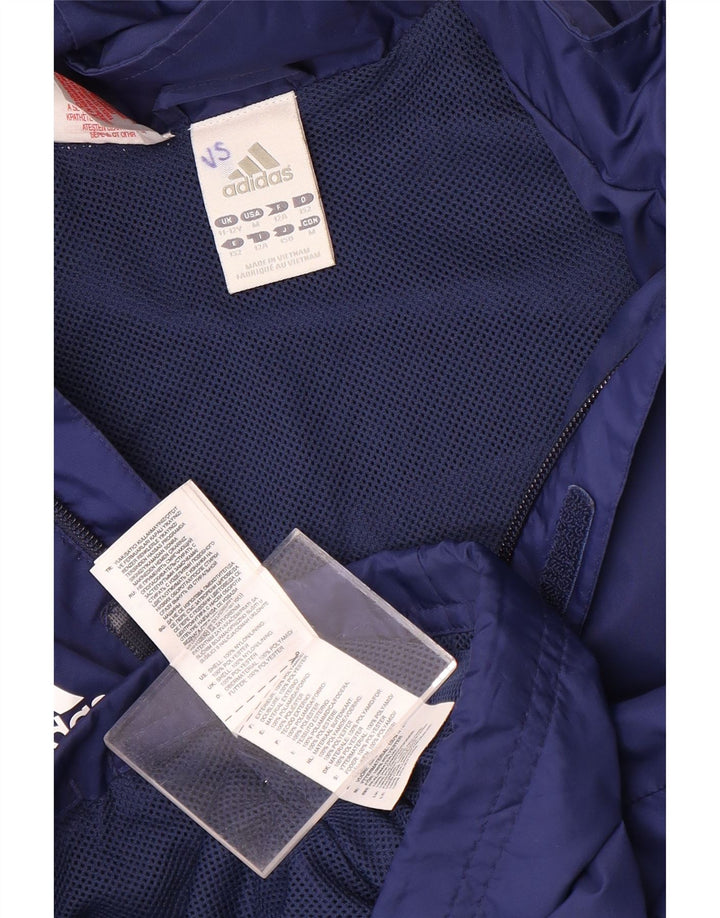 Adidas Boys Hooded Rain Jacket 11-12 Years Navy Blue Nylon