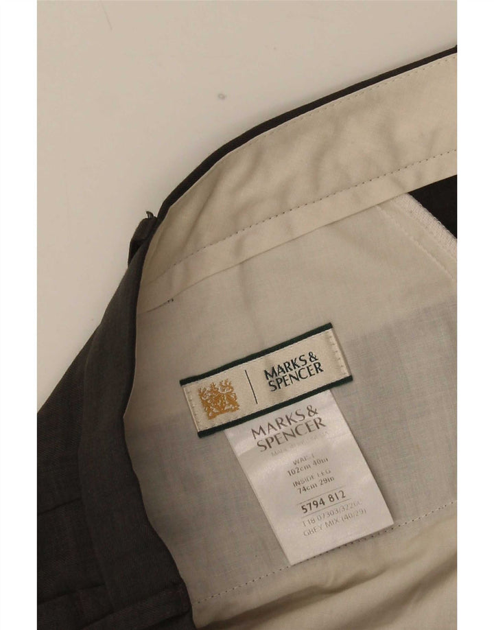 Marks & Spencer Mens Pegged Casual Trousers W40 L29 Grey Polyester