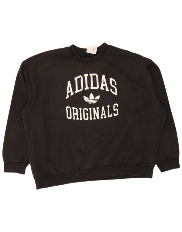 Adidas Womens Graphic Oversized Sweatshirt Jumper UK 16/18 Large Black