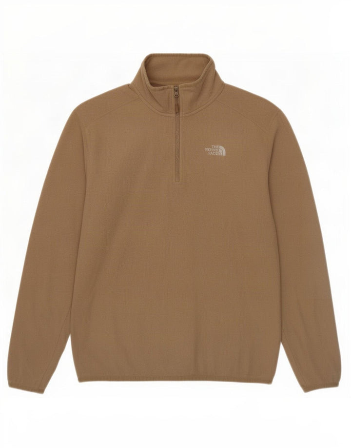 The North Face Mens Zip Neck Fleece Jumper Medium Beige Polyester