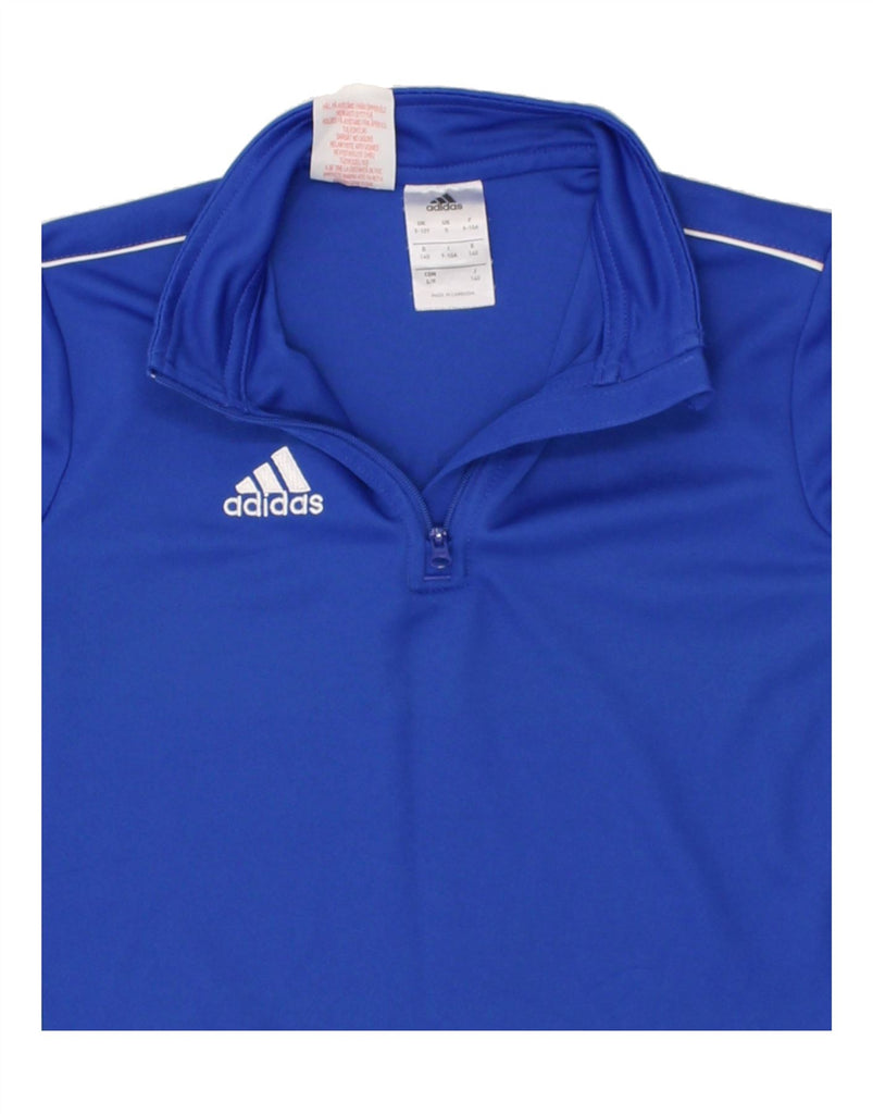 ADIDAS Boys Zip Neck Graphic Pullover Tracksuit Top 9-10 Years Blue | Vintage Adidas | Thrift | Second-Hand Adidas | Used Clothing | Messina Hembry 