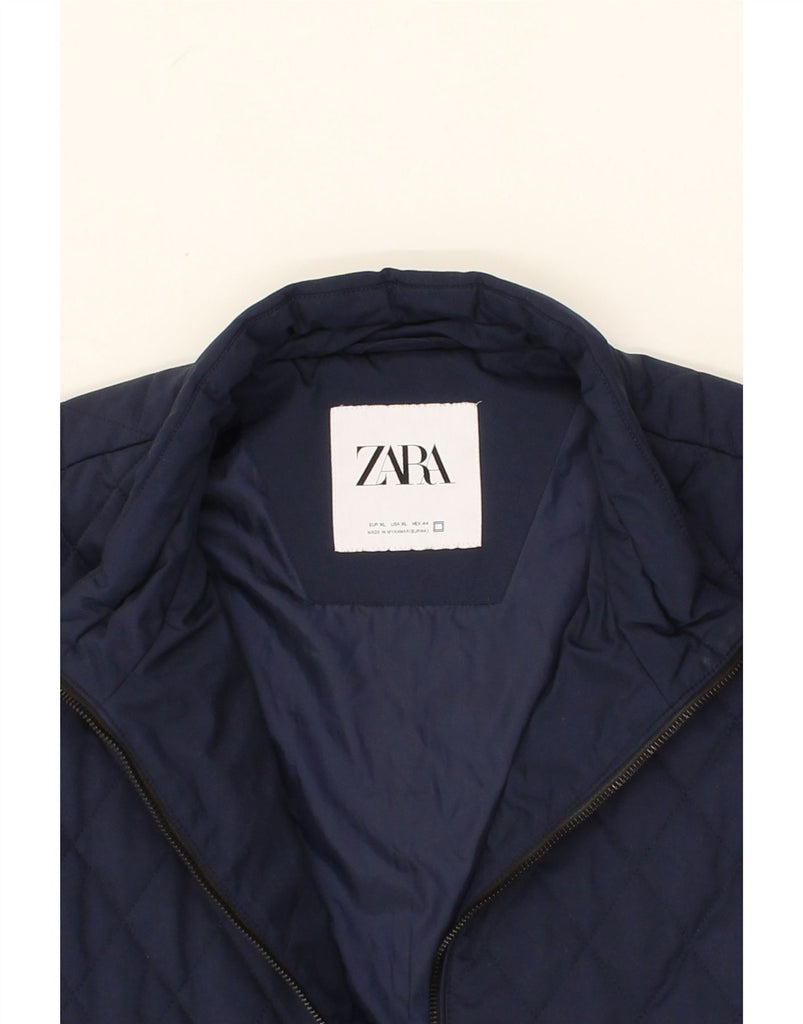 ZARA Mens Quilted Gilet UK 42 XL Navy Blue Polyester Vintage Zara and Second-Hand Zara from Messina Hembry 