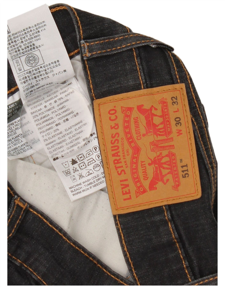 Levi's Mens 511 Slim Jeans W30 L29 Black Cotton