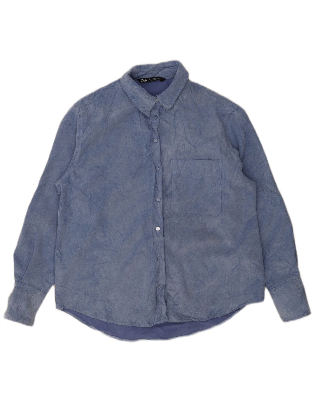 Zara Womens Fleece Shirt UK 14 Medium Blue Tie Dye Polyester