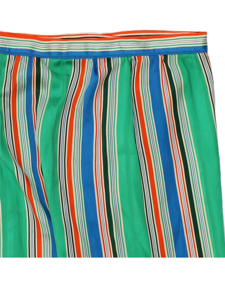 VINTAGE Womens Midi Skirt W30 Medium Green Striped Vintage Vintage and Second-Hand Vintage from Messina Hembry 