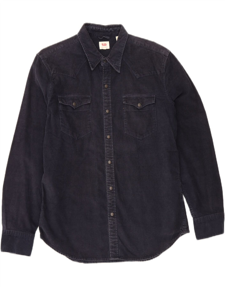 Levi's Mens Corduroy Shirt Large Navy Blue Cotton