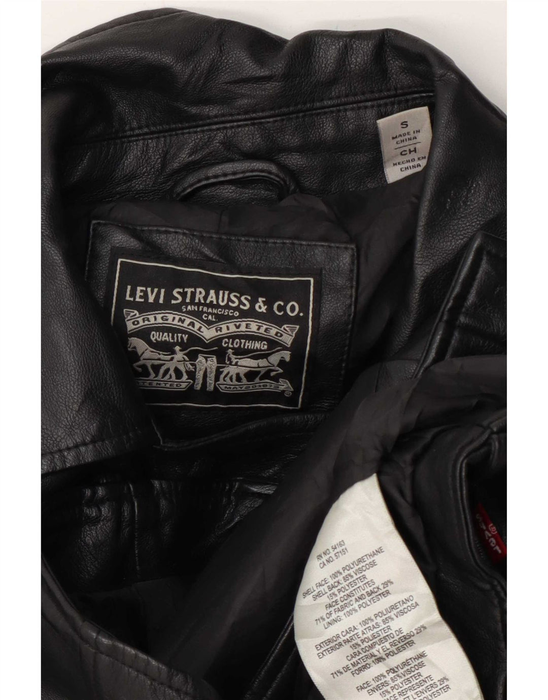 Levi's Womens Crop Faux Leather Biker Jacket UK 10 Small Black Polyurethane