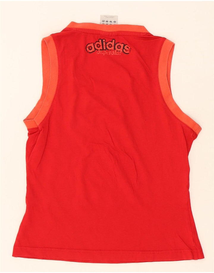 Adidas Womens Graphic Vest Top UK 14 Medium  Red Cotton