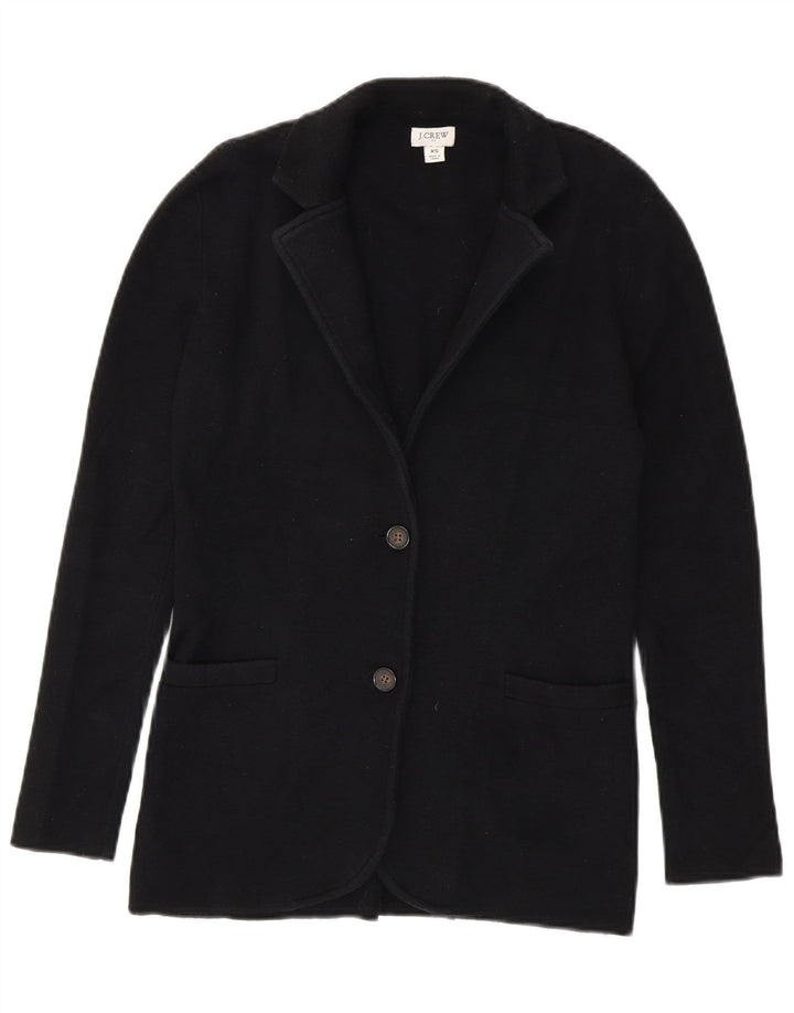 J. CREW Womens 2 Button Blazer Jacket UK 6 XS Black Cotton