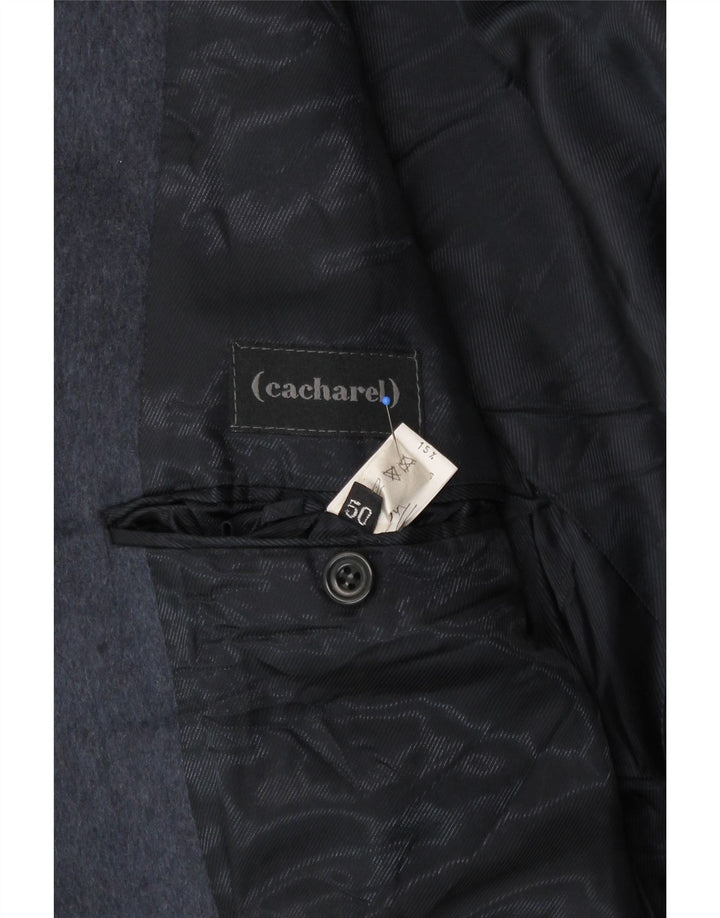 CACHAREL Mens Overcoat IT 50 Large Navy Blue Wool