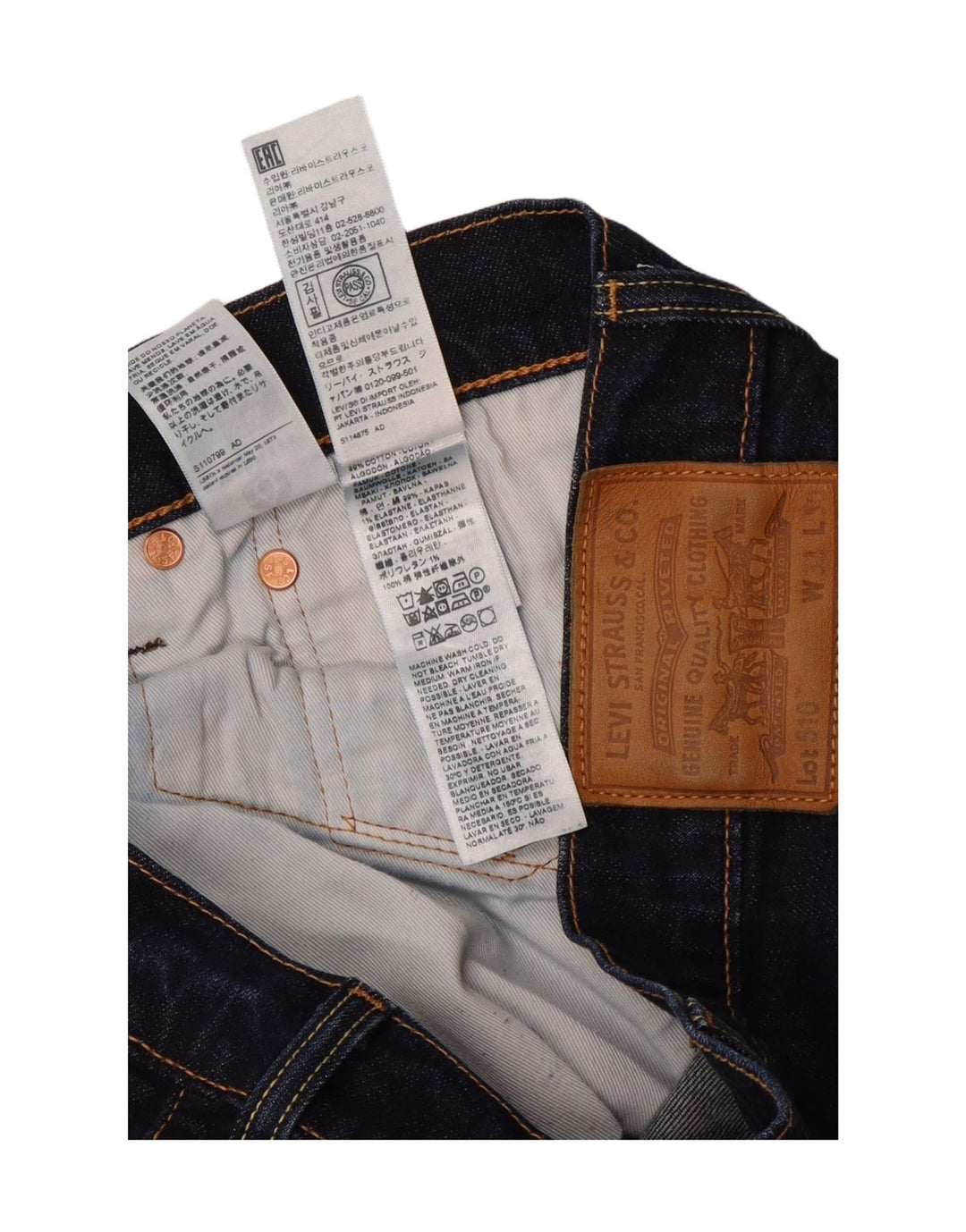 LEVI'S Mens 510 Skinny Jeans W33 L28  Navy Blue Cotton