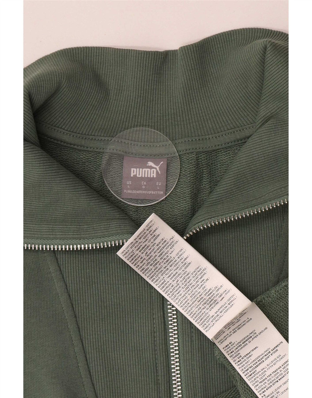 Puma Womens Oversized Crop Zip Neck Sweatshirt Jumper UK 16 Large Green