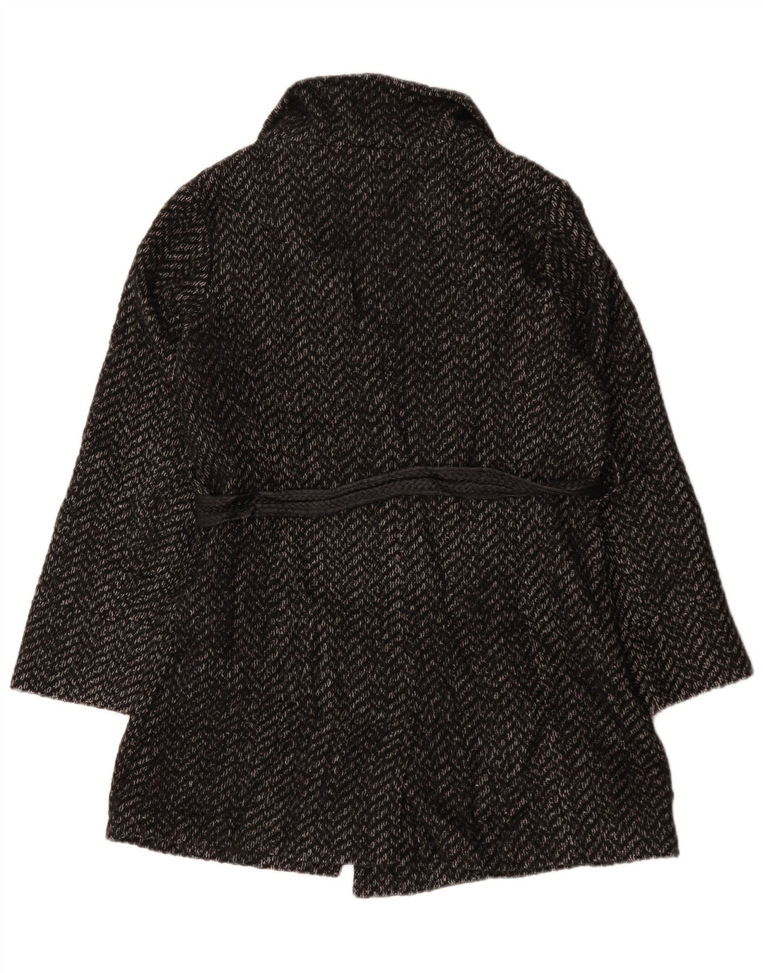 Marks & Spencer Womens Overcoat UK 14 Medium Grey Herringbone Polyester