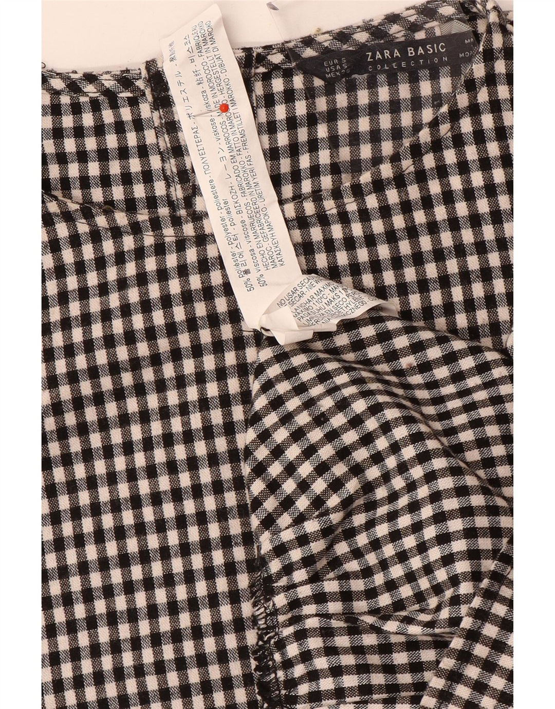 Zara Womens 3/4 Sleeve Oversized Basic Dress UK 10 Small Black Gingham