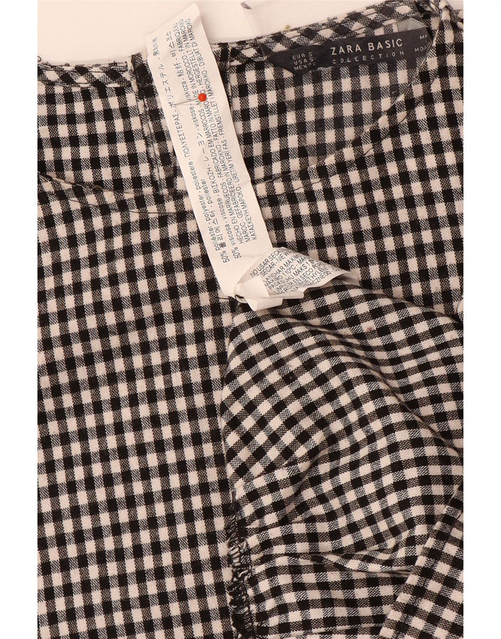 Zara Womens 3/4 Sleeve Oversized Basic Dress UK 10 Small Black Gingham