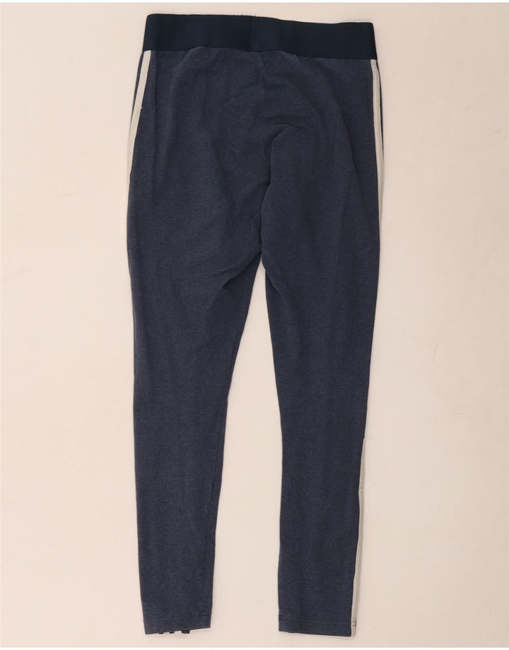 Adidas Womens Leggings UK 12/14 Medium Navy Blue Cotton