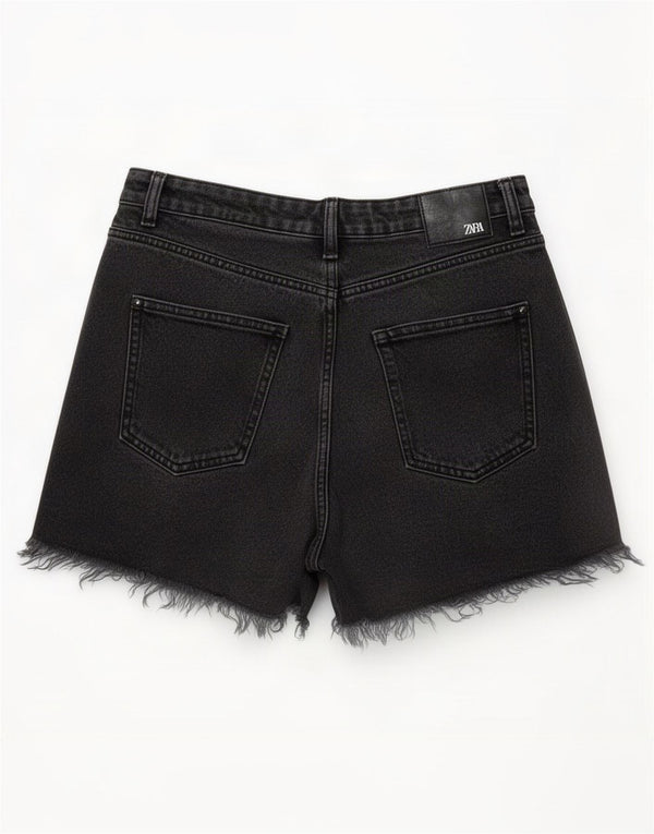 Zara Womens High Waist Denim Shorts Medium W30 Grey