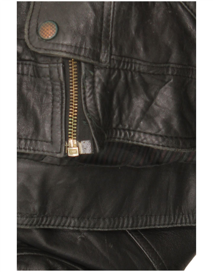 Vintage Mens Leather Jacket UK 42 XL Black Leather