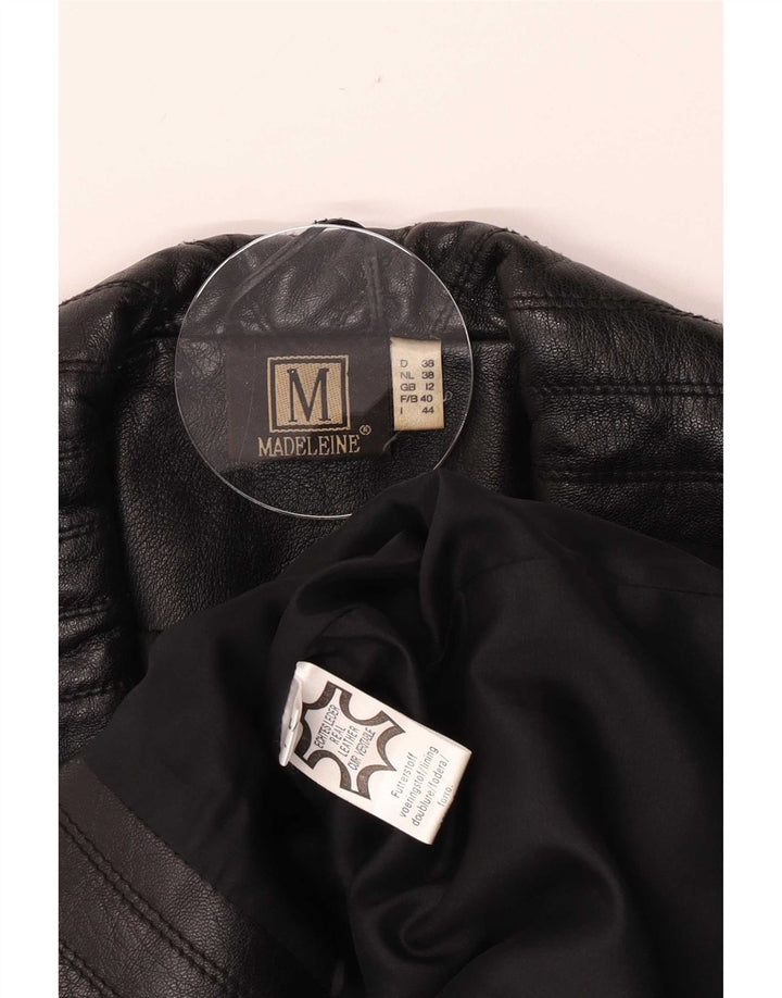 Madeleine Womens Double Breasted Leather Jacket UK 12 Medium Black