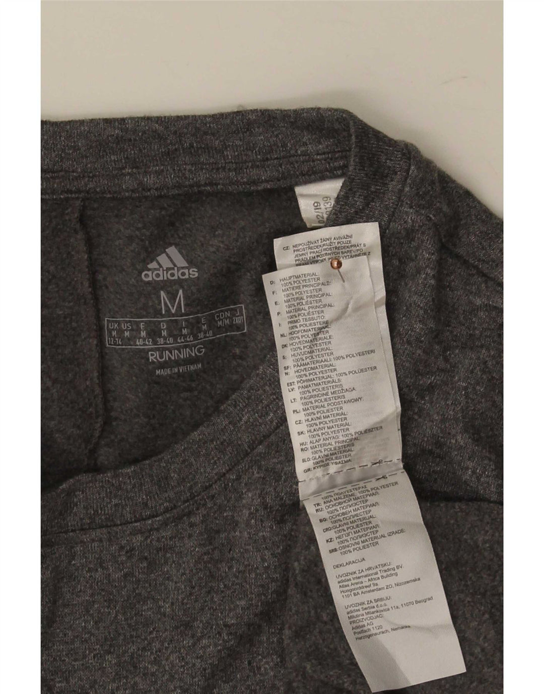 Adidas Womens Sweatshirt Jumper UK 12/14 Medium Grey Flecked Polyester