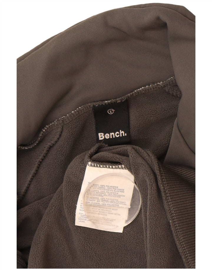 BENCH Mens Graphic Tracksuit Top Jacket Large Grey Colourblock Polyester