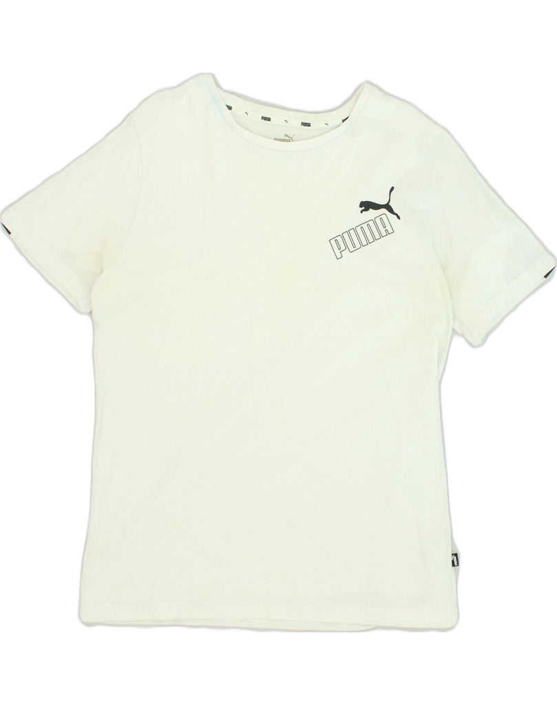 PUMA Mens T-Shirt Top Medium White Cotton | Vintage Puma | Thrift | Second-Hand Puma | Used Clothing | Messina Hembry 