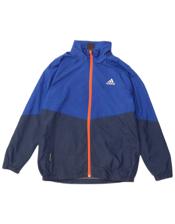 ADIDAS Boys Clima Proof Tracksuit Top Jacket 11-12 Years Navy Blue
