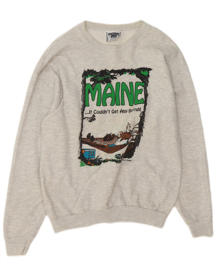 Lee Mens Graphic Sweatshirt Jumper Large Grey Flecked Cotton