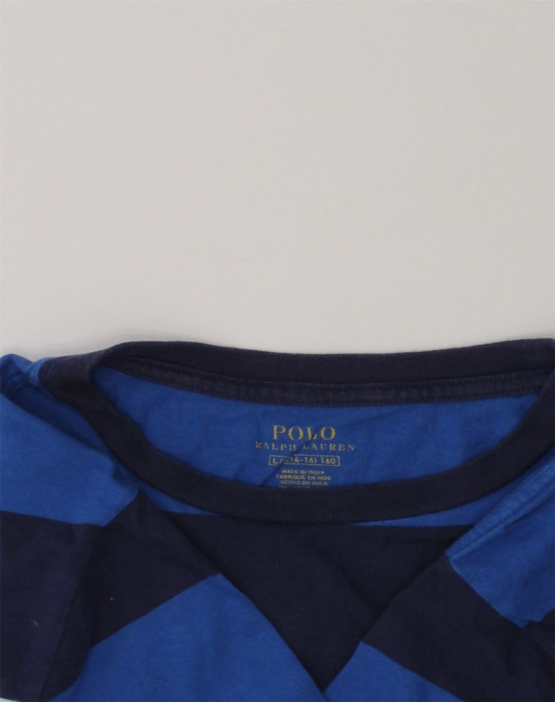 POLO RALPH LAUREN Boys T-Shirt Top 14-15 Years Large Blue Striped Cotton | Vintage Polo Ralph Lauren | Thrift | Second-Hand Polo Ralph Lauren | Used Clothing | Messina Hembry 