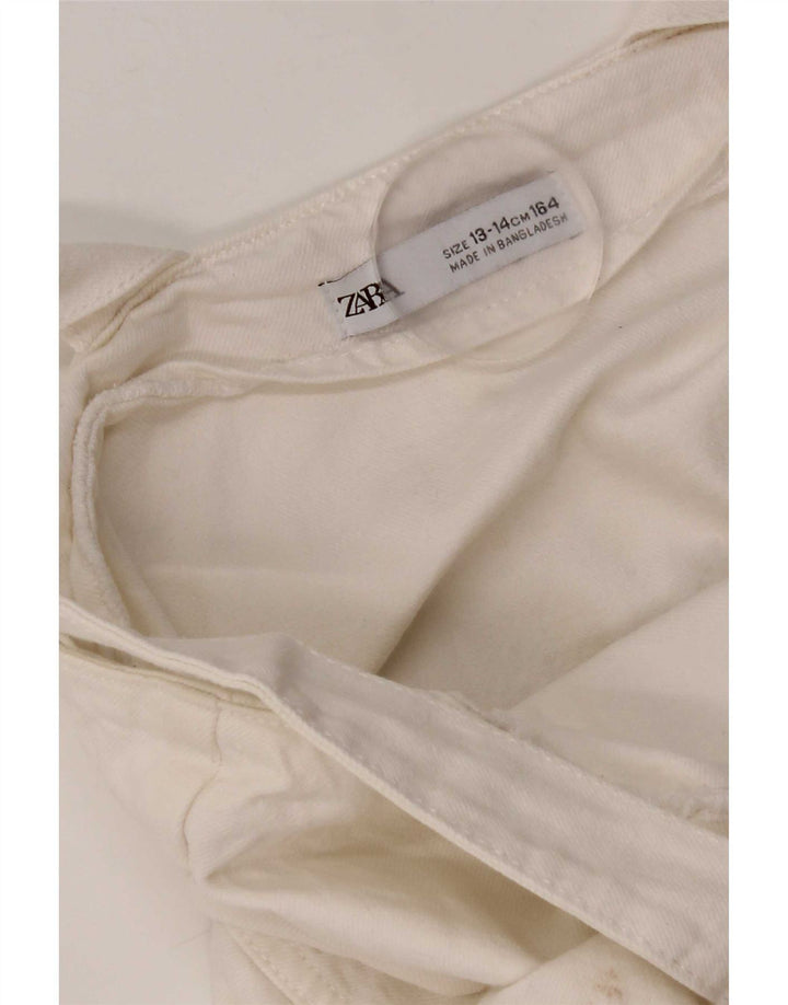 Zara Girls Denim Playsuit 13-14 Years White Cotton