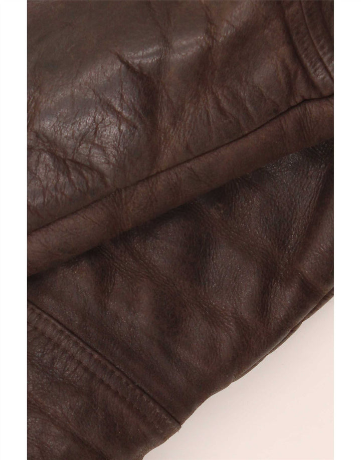 Vintage Mens Sherpa Leather Jacket UK 40 Large Brown