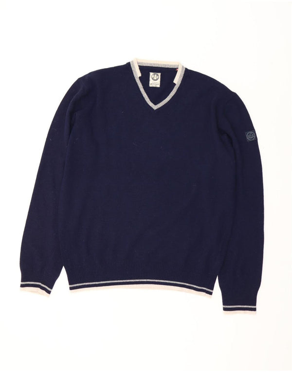 Murphy & Nye Mens Sailmakers V-Neck Jumper Sweater 2XL Navy Blue Wool