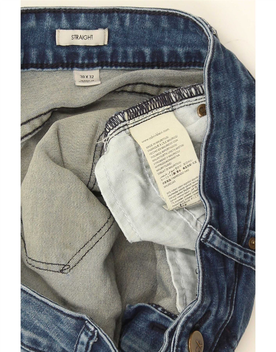 Calvin Klein Womens Straight Jeans W30 L32 Navy Blue Cotton