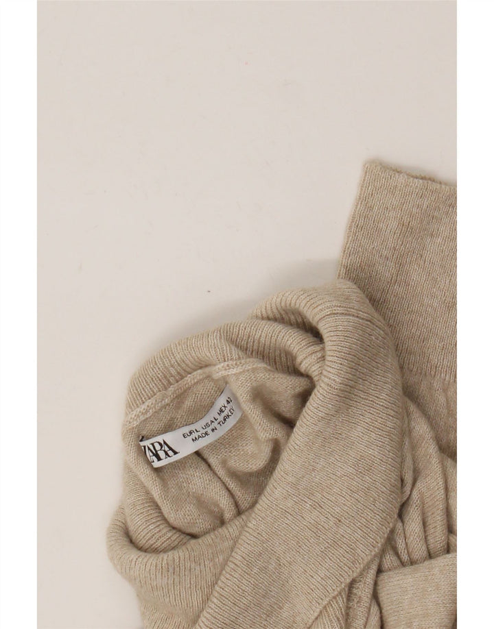 Zara Mens Roll Neck Jumper Sweater Large Beige