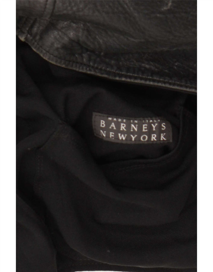 BARNEYS Mens Leather Jacket UK 36 Small Black