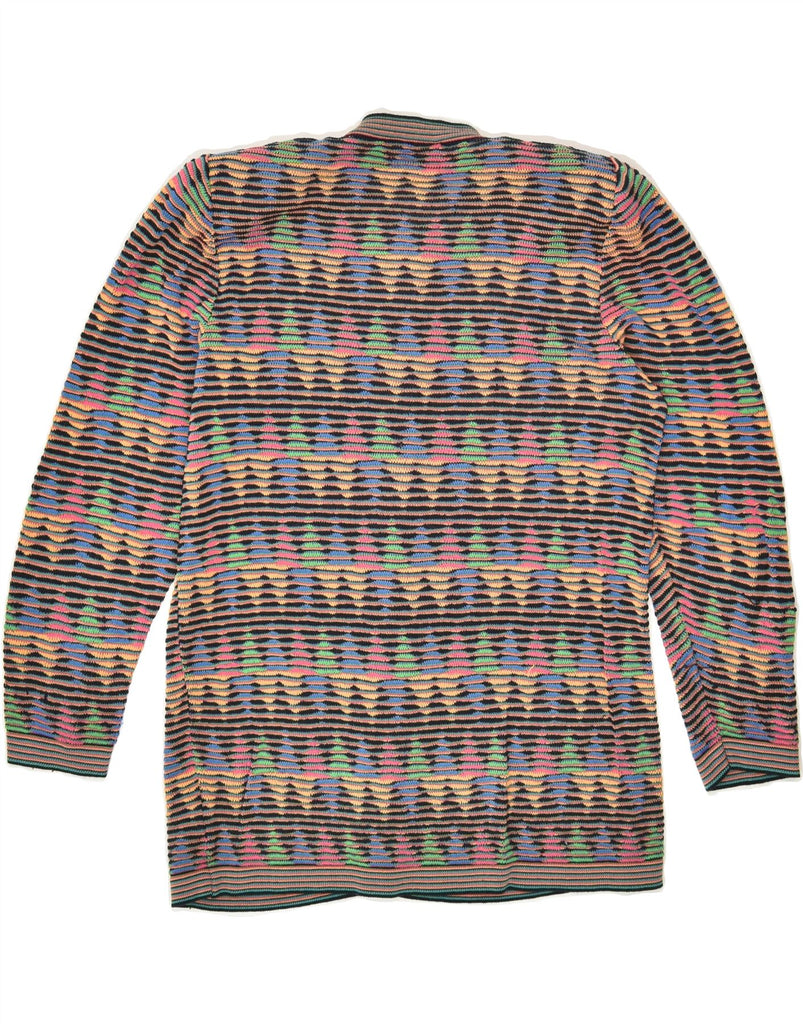 VINTAGE Womens Cardigan Sweater UK 14 Large Multicoloured Striped Cotton | Vintage Vintage | Thrift | Second-Hand Vintage | Used Clothing | Messina Hembry 