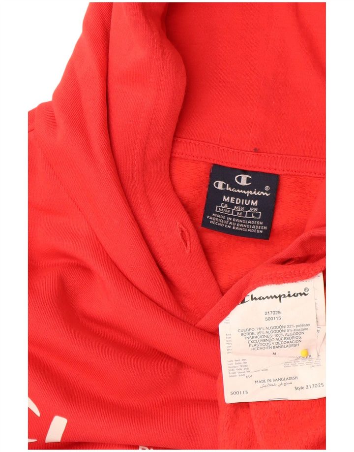 Champion Mens Graphic Hoodie Jumper Medium Red Cotton
