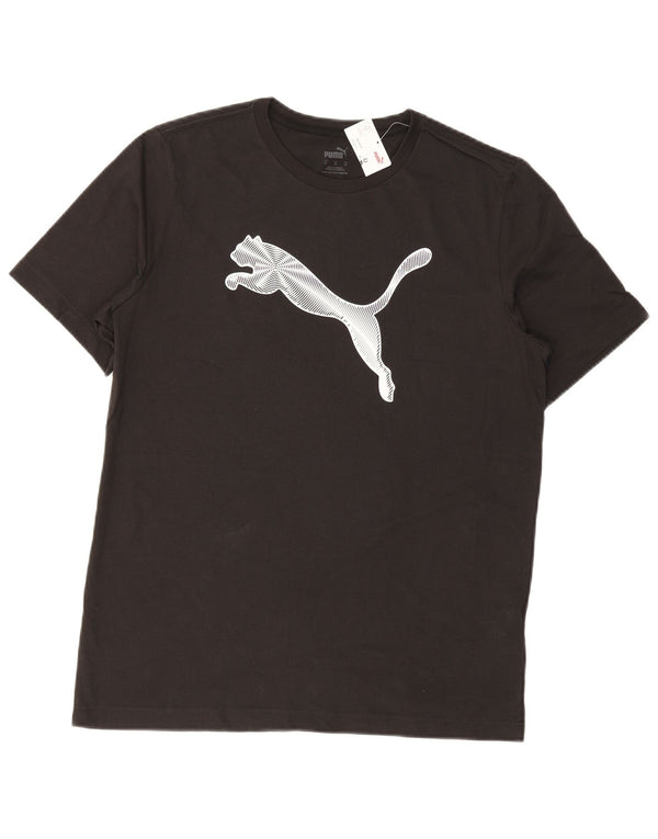 Puma Mens Graphic T-Shirt Top Medium Black Cotton