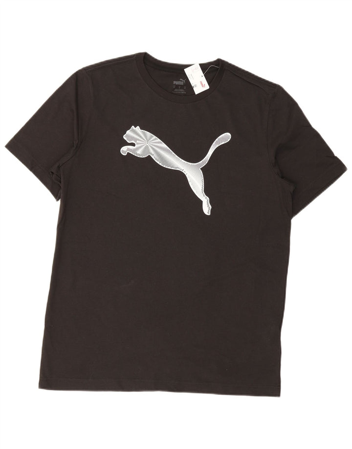 Puma Mens Graphic T-Shirt Top Medium Black Cotton
