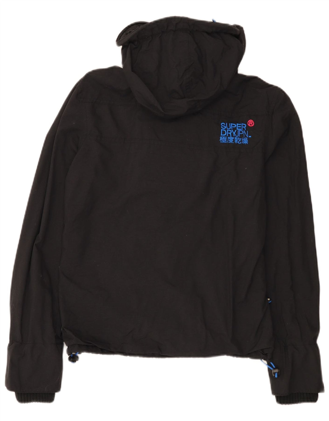 Superdry Womens Windcheater Hooded Rain Jacket UK 14 Medium Black Nylon