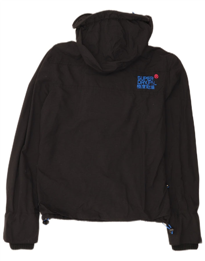 Superdry Womens Windcheater Hooded Rain Jacket UK 14 Medium Black Nylon