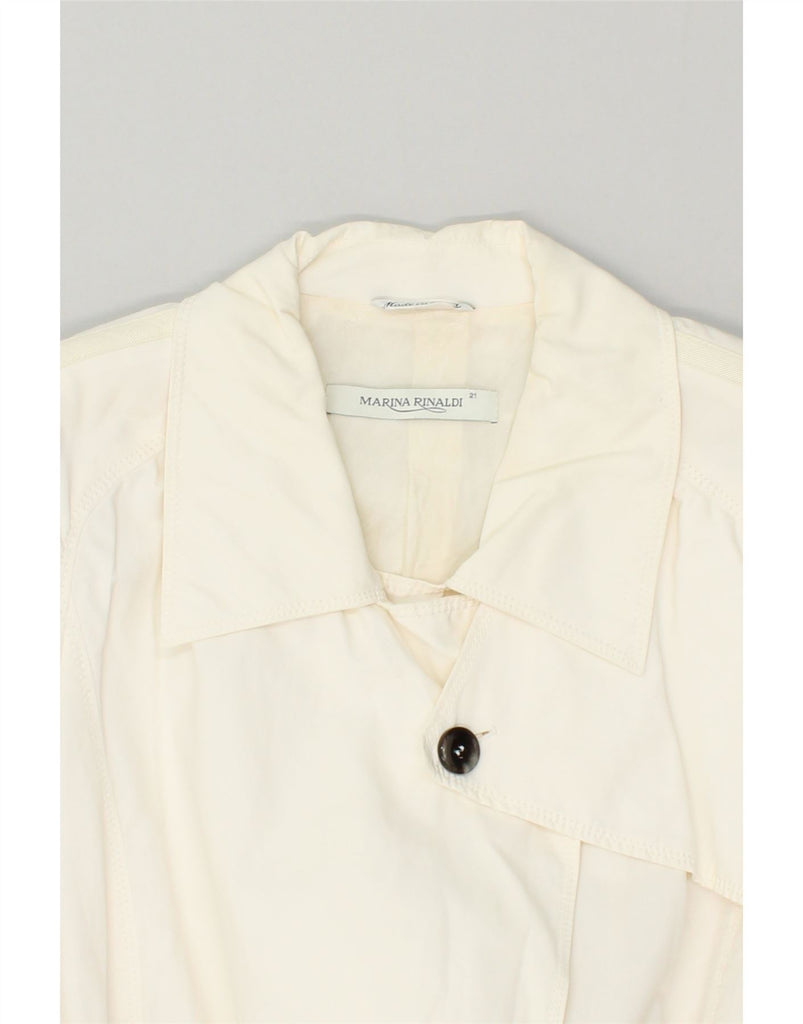 MARINA RINALDI Womens Trench Coat Size 21 Small Off White Cotton | Vintage Marina Rinaldi | Thrift | Second-Hand Marina Rinaldi | Used Clothing | Messina Hembry 